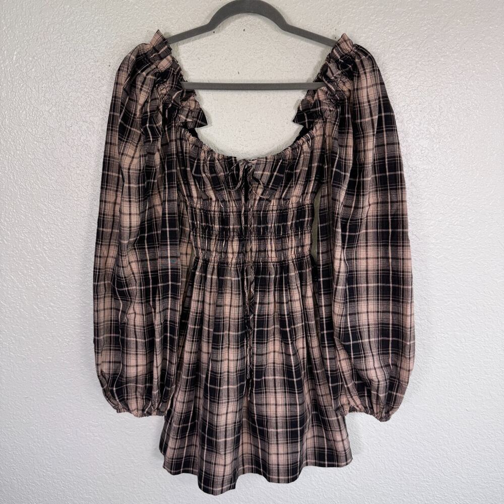 Rumored Dress Womens XS Plaid Smocked Retro Vintage Inspired Cottagecore Boho